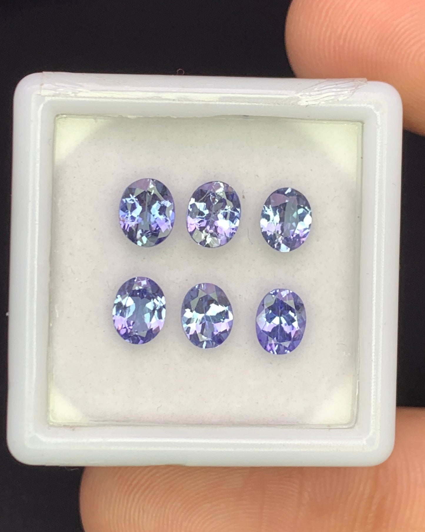 Natural Bi Color Tanzanite Lot 2.27 Carat 5x4 MM Oval Shape Faceted Gemstone 6 Piece Lot 
