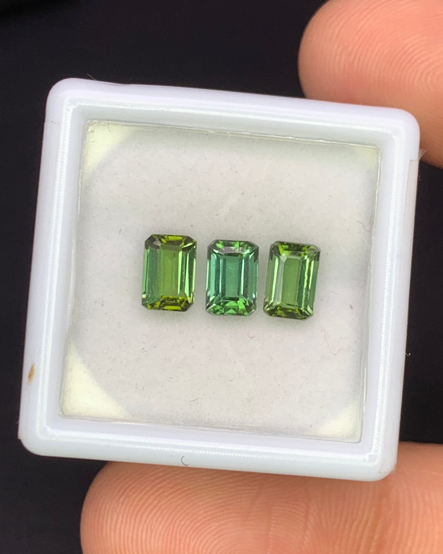 Natural Green Tourmaline Lot 1.94 Carat 6x4 MM Octagon Shape Faceted Gemstone 3 Piece Lot