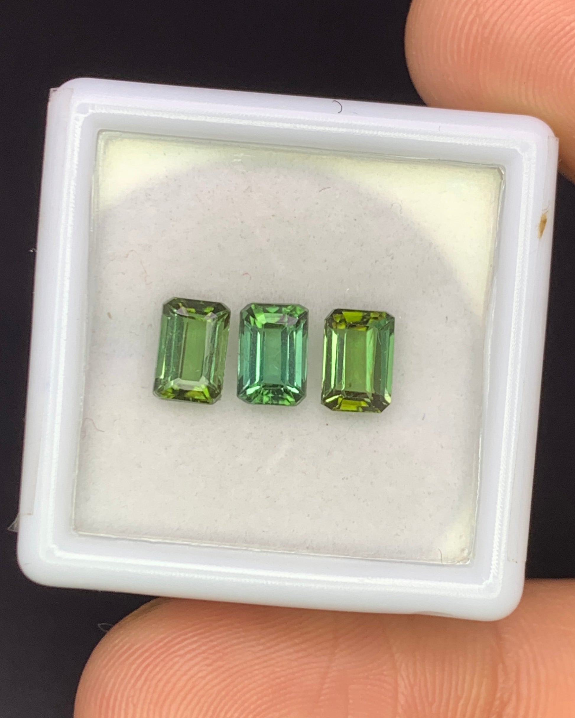 Natural Green Tourmaline Lot 1.94 Carat 6x4 MM Octagon Shape Faceted Gemstone 3 Piece Lot