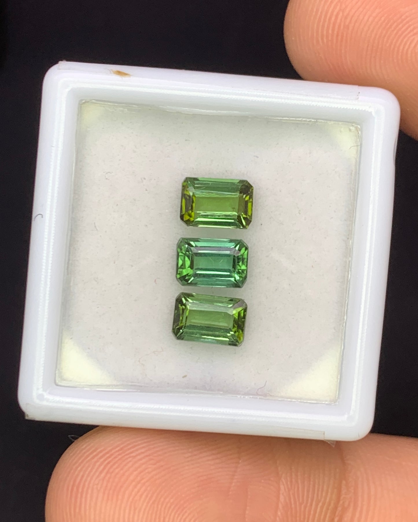 Natural Green Tourmaline Lot 1.94 Carat 6x4 MM Octagon Shape Faceted Gemstone 3 Piece Lot