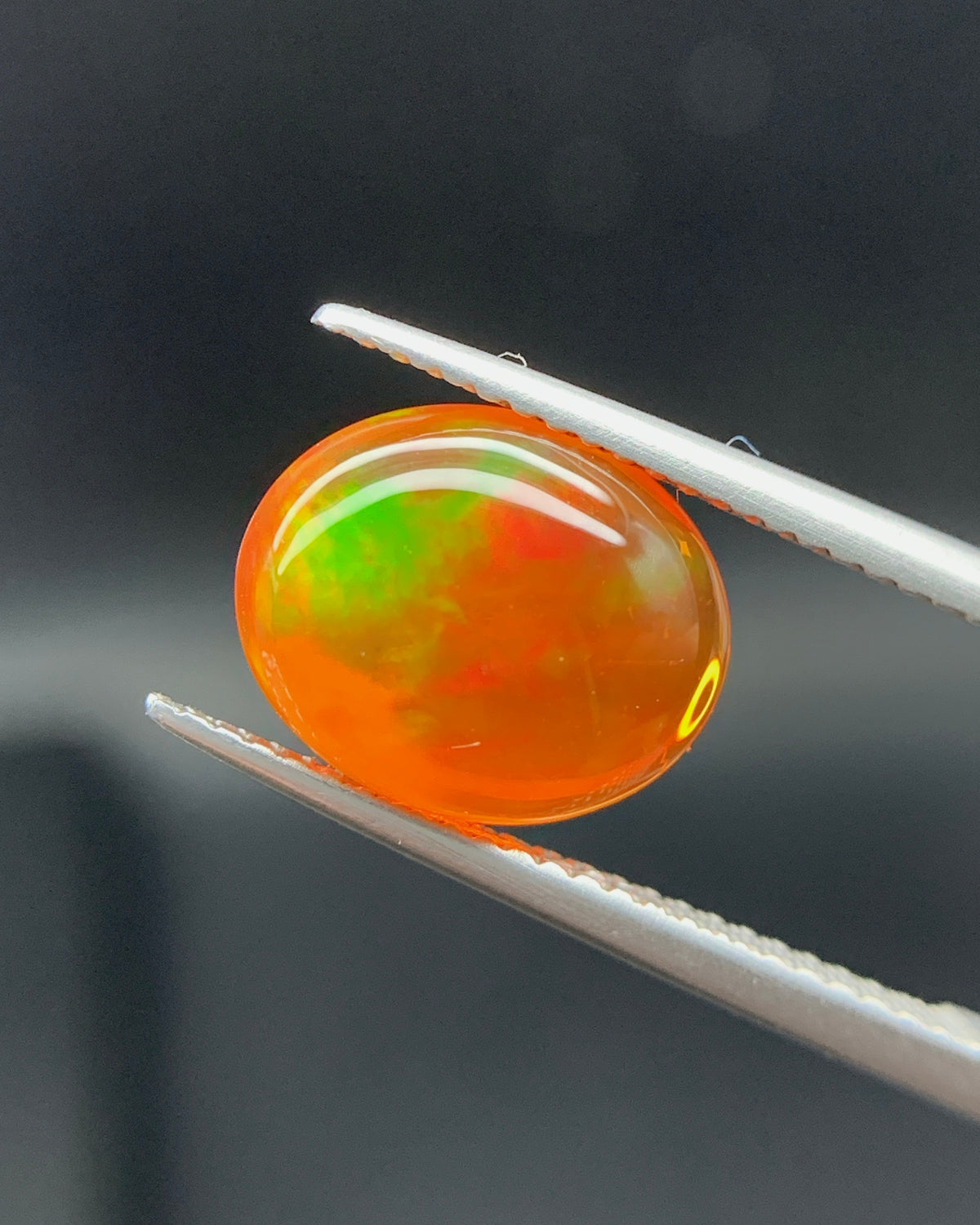 Natural Mexican Fire Opal 3.02 Carat 11.8x9.5 MM Oval Shape Cabochon Gemstone 