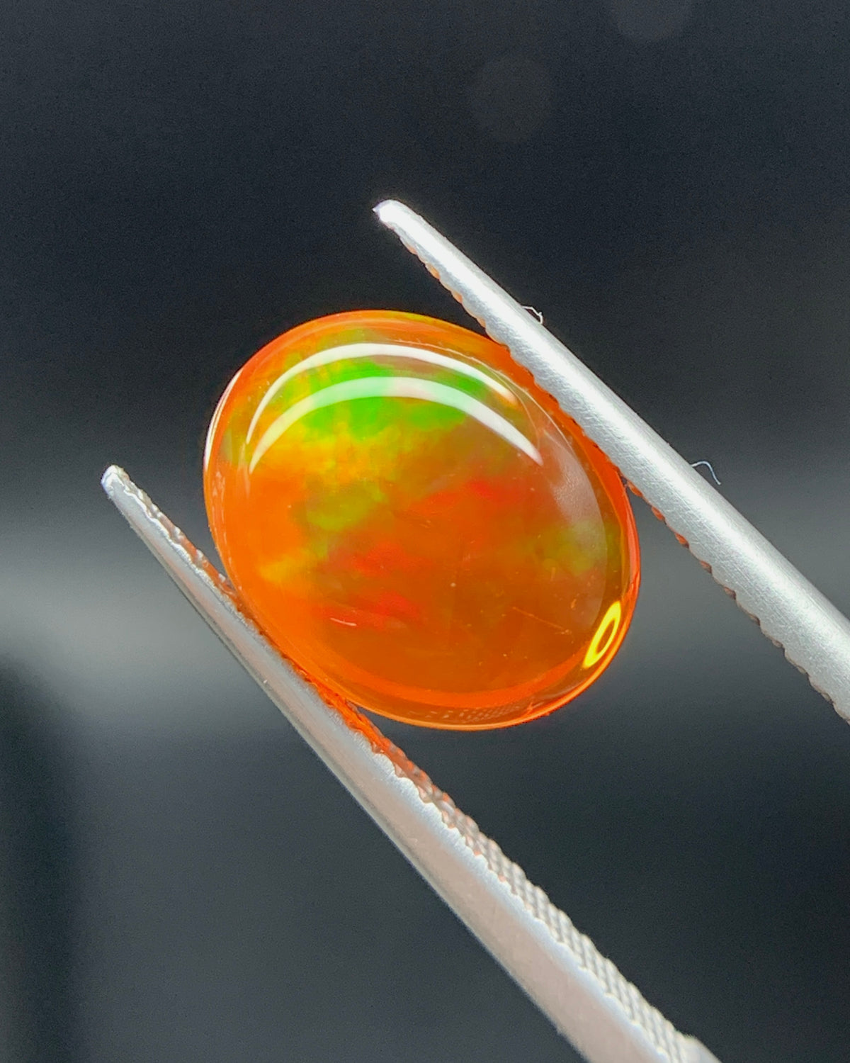 Natural Mexican Fire Opal 3.02 Carat 11.8x9.5 MM Oval Shape Cabochon Gemstone 