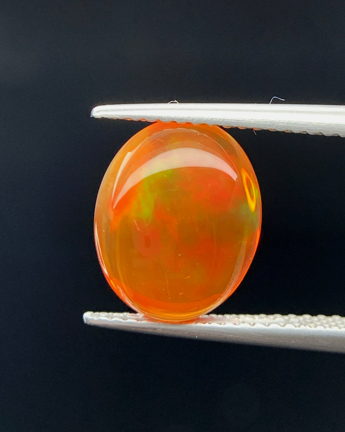 Natural Mexican Fire Opal 3.02 Carat 11.8x9.5 MM Oval Shape Cabochon Gemstone 