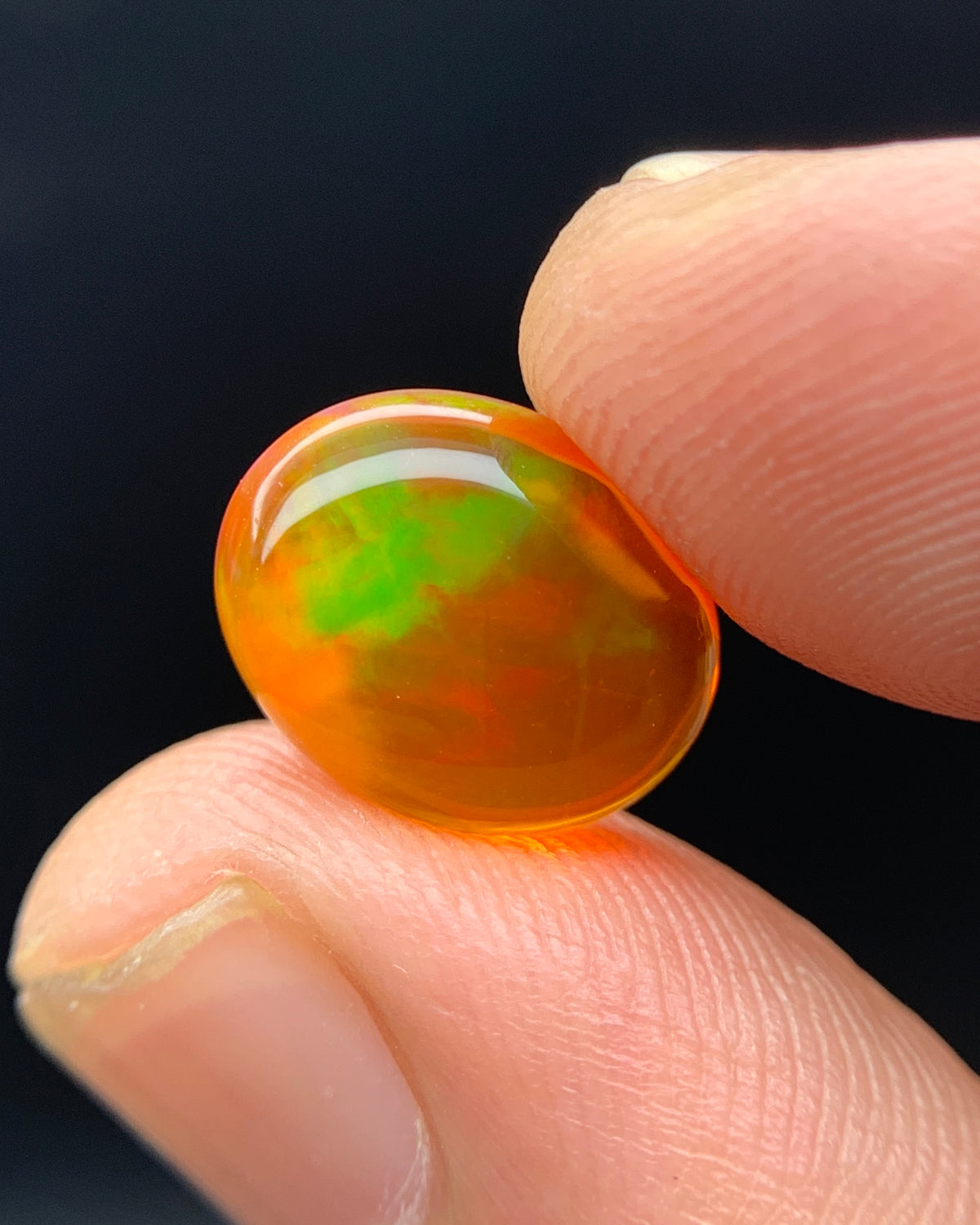 Natural Mexican Fire Opal 3.02 Carat 11.8x9.5 MM Oval Shape Cabochon Gemstone 