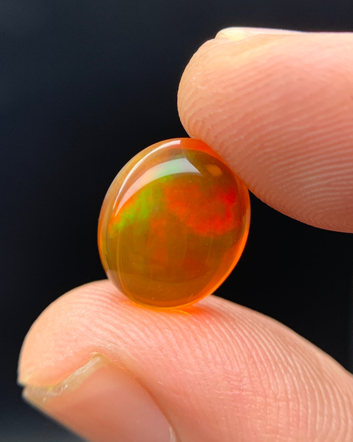 Natural Mexican Fire Opal 3.02 Carat 11.8x9.5 MM Oval Shape Cabochon Gemstone 