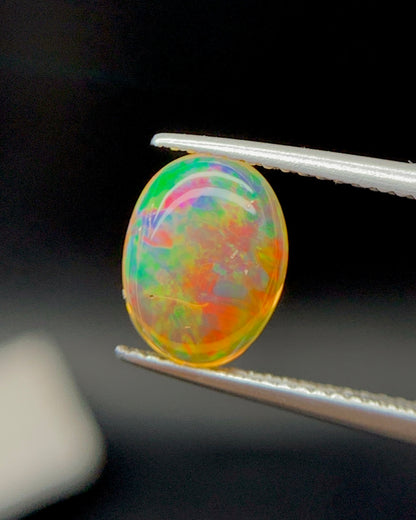 Natural Mexican Fire Opal 2.05 Carat 10.3x7.9 MM Oval Shape Cabochon Gemstone 