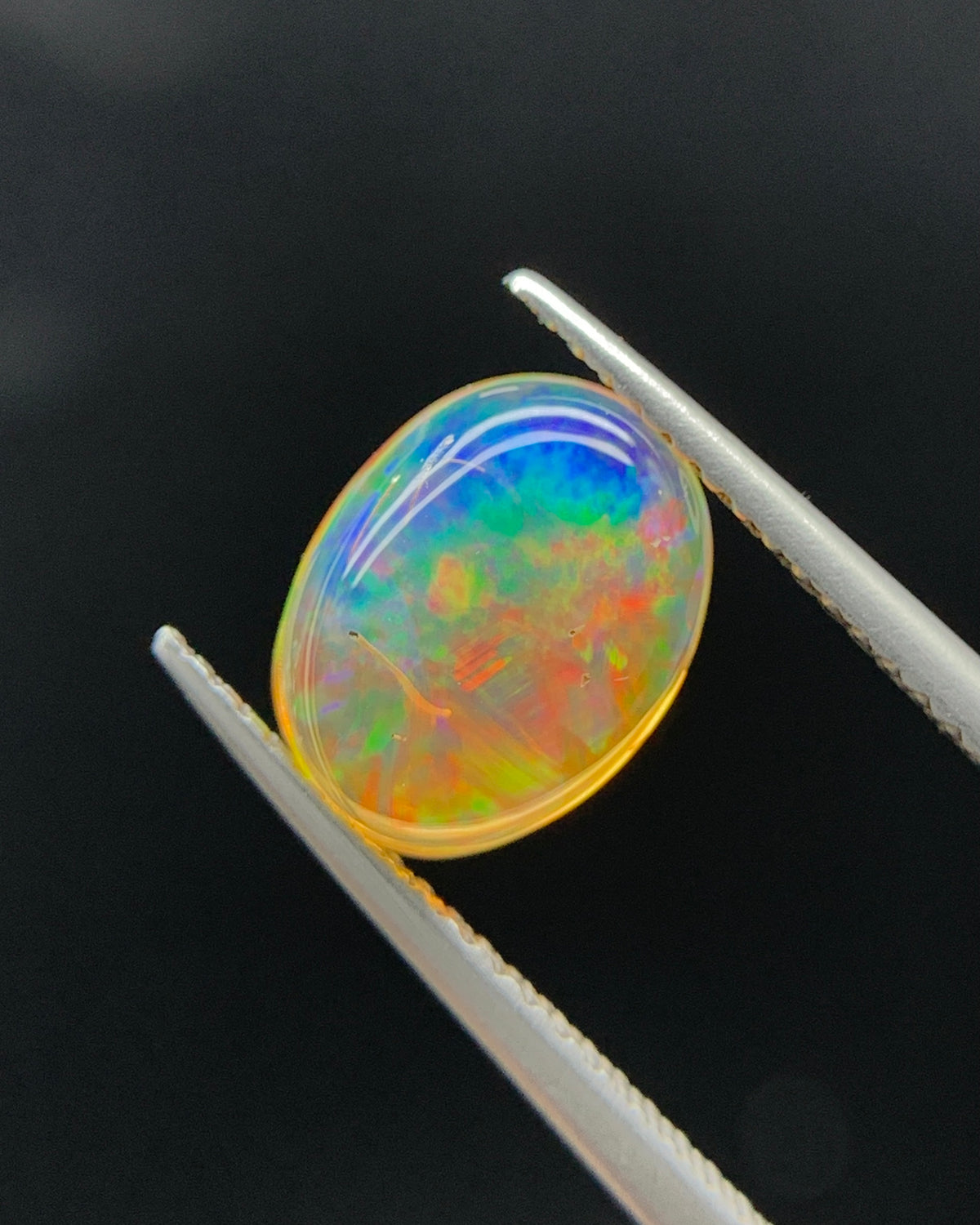 Natural Mexican Fire Opal 2.05 Carat 10.3x7.9 MM Oval Shape Cabochon Gemstone 