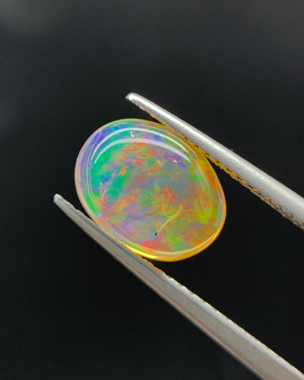 Natural Mexican Fire Opal 2.05 Carat 10.3x7.9 MM Oval Shape Cabochon Gemstone 