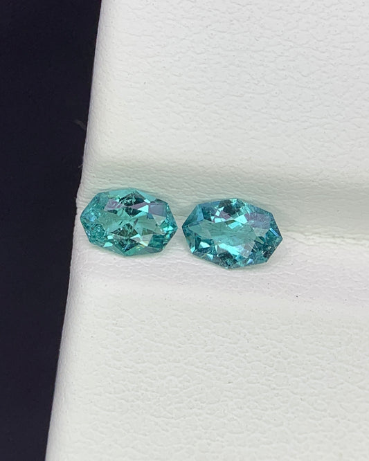 Natural Indicolite Tourmaline Lot 0.74 Carat 6x4.2/5.8x4MM Fancy Shape Faceted Gemstone 2 Piece Lot 