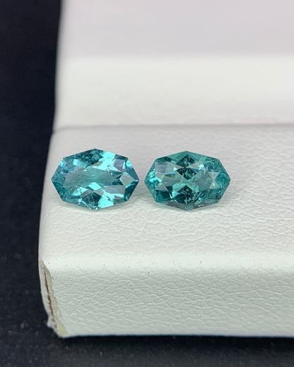 Natural Indicolite Tourmaline Lot 0.74 Carat 6x4.2/5.8x4MM Fancy Shape Faceted Gemstone 2 Piece Lot 