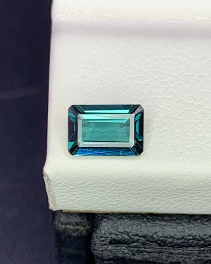 Natural Indicolite Tourmaline 0.52 Carat 6x4 MM Octagon Shape Faceted Gemstone