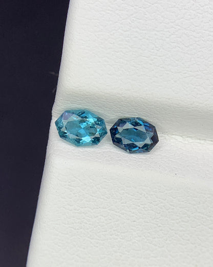 Natural Indicolite Tourmaline Lot 0.54 Carat 5.5x3.9/5.2x3.8 MM Fancy Shape Faceted Gemstone 2 Piece Lot