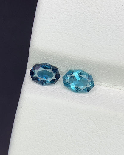 Natural Indicolite Tourmaline Lot 0.54 Carat 5.5x3.9/5.2x3.8 MM Fancy Shape Faceted Gemstone 2 Piece Lot