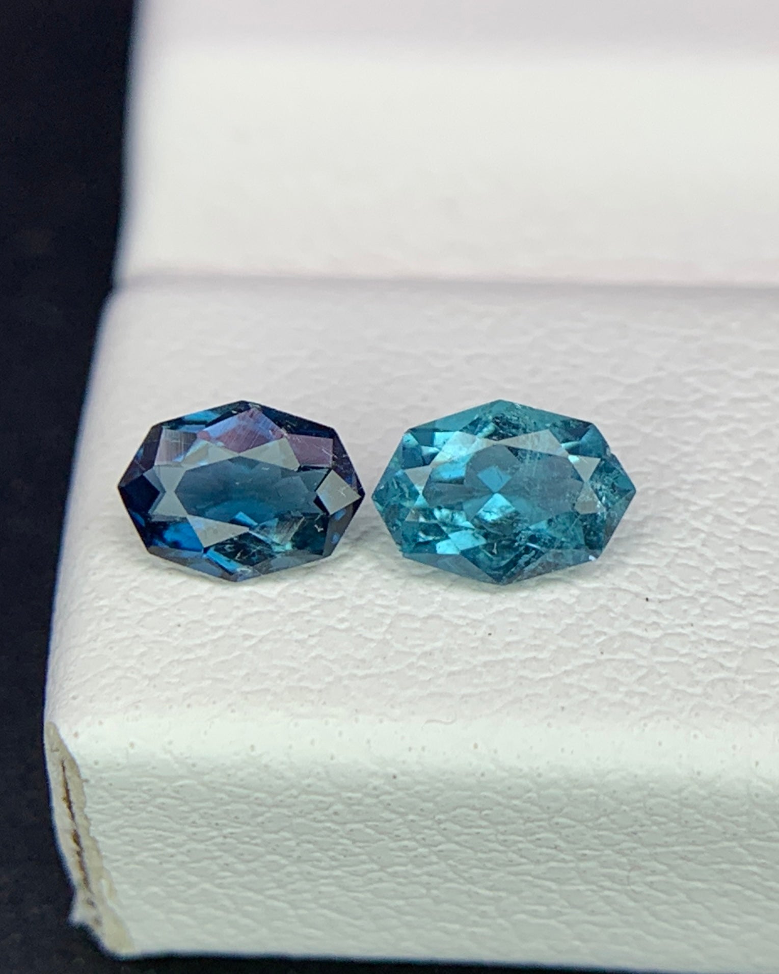 Natural Indicolite Tourmaline Lot 0.54 Carat 5.5x3.9/5.2x3.8 MM Fancy Shape Faceted Gemstone 2 Piece Lot