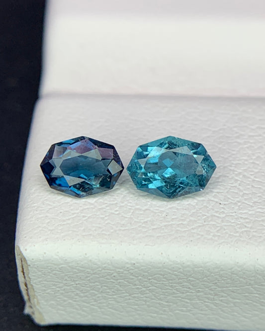 Natural Indicolite Tourmaline Lot 0.54 Carat 5.5x3.9/5.2x3.8 MM Fancy Shape Faceted Gemstone 2 Piece Lot