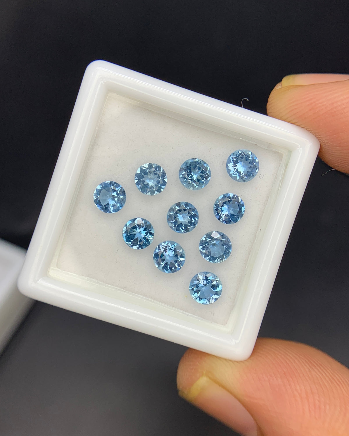 Natural Santa Maria Aquamarine Lot 2.07 Carat 4x4 Round Shape Faceted Gemstone 10 Piece Lot