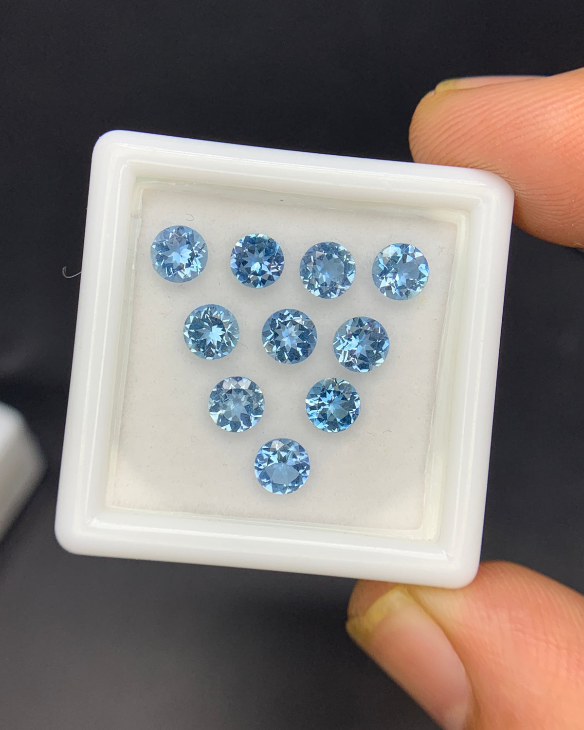 Natural Santa Maria Aquamarine Lot 2.07 Carat 4x4 Round Shape Faceted Gemstone 10 Piece Lot