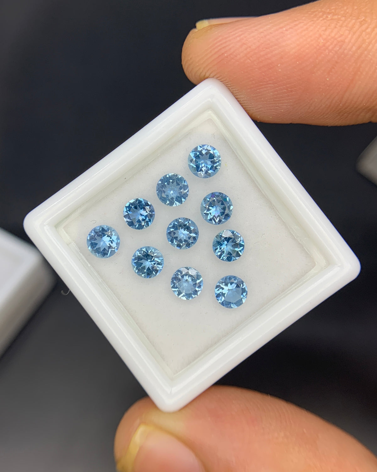 Natural Santa Maria Aquamarine Lot 2.07 Carat 4x4 Round Shape Faceted Gemstone 10 Piece Lot