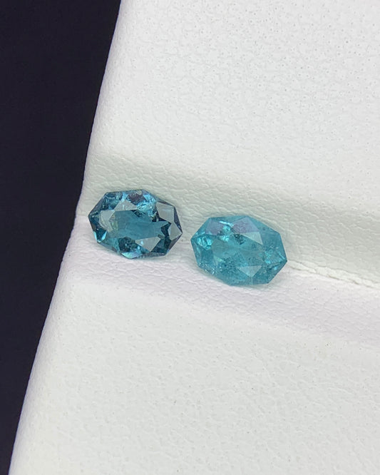 Natural Indicolite Tourmaline Lot 0.72 Carat 5.7x4.2/5.8x4.2 MM Fancy Shape Faceted Gemstone 2 Piece Lot