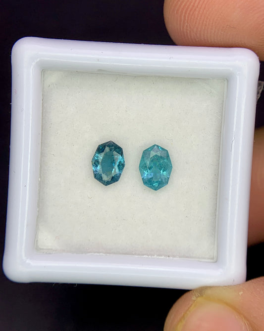 Natural Indicolite Tourmaline Lot 0.72 Carat 5.7x4.2/5.8x4.2 MM Fancy Shape Faceted Gemstone 2 Piece Lot 