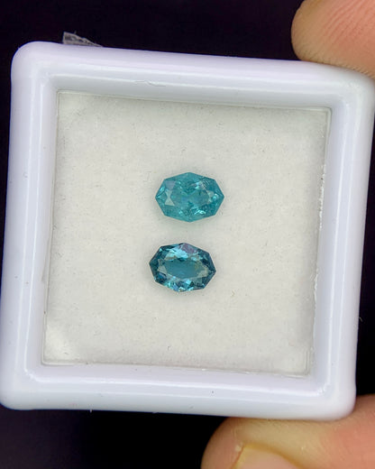 Natural Indicolite Tourmaline Lot 0.72 Carat 5.7x4.2/5.8x4.2 MM Fancy Shape Faceted Gemstone 2 Piece Lot 