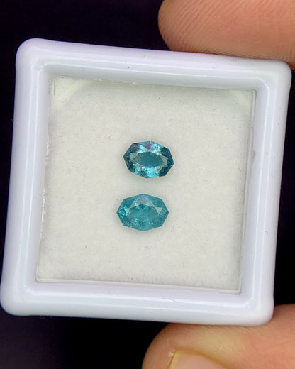 Natural Indicolite Tourmaline Lot 0.72 Carat 5.7x4.2/5.8x4.2 MM Fancy Shape Faceted Gemstone 2 Piece Lot 