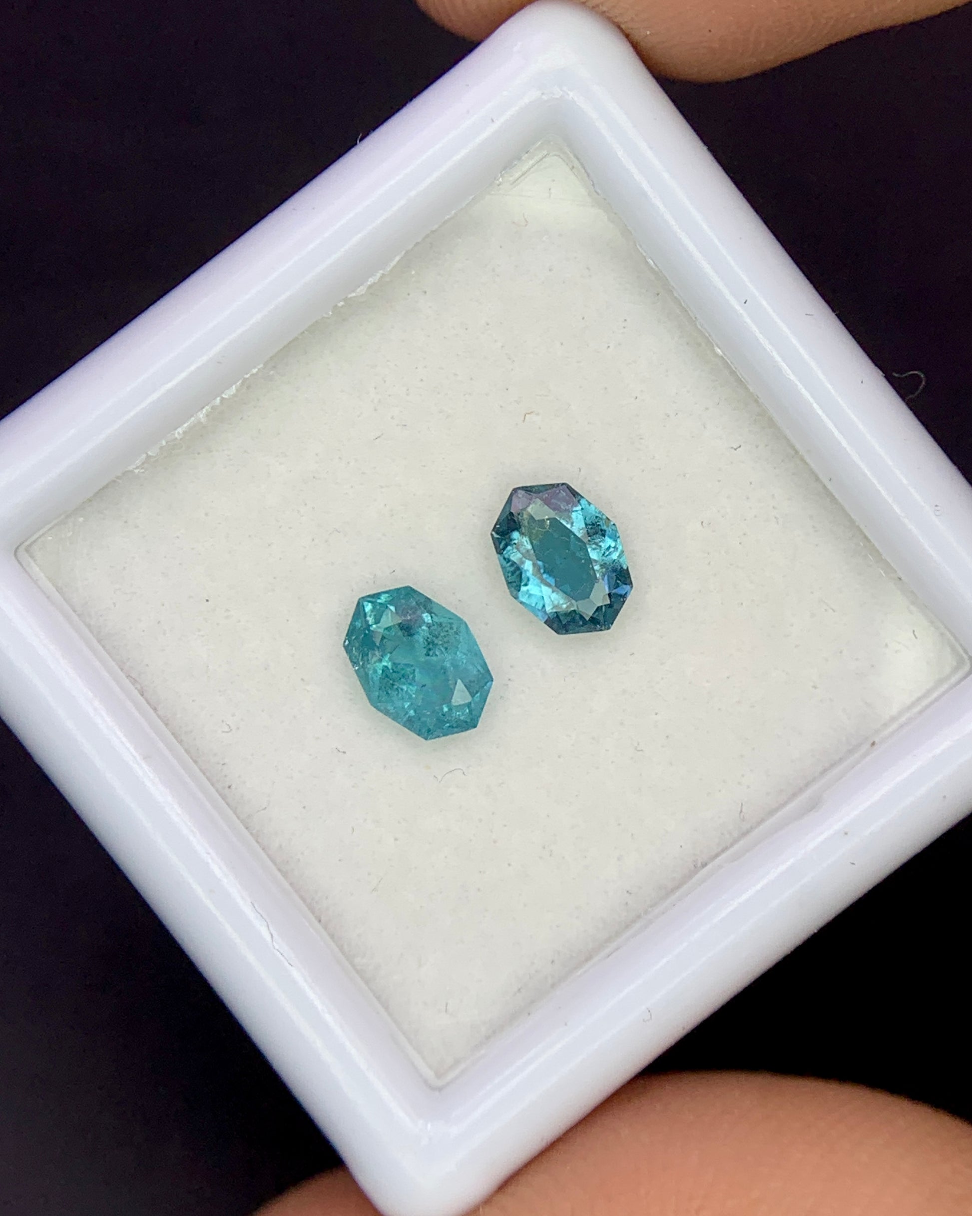 Natural Indicolite Tourmaline Lot 0.72 Carat 5.7x4.2/5.8x4.2 MM Fancy Shape Faceted Gemstone 2 Piece Lot 
