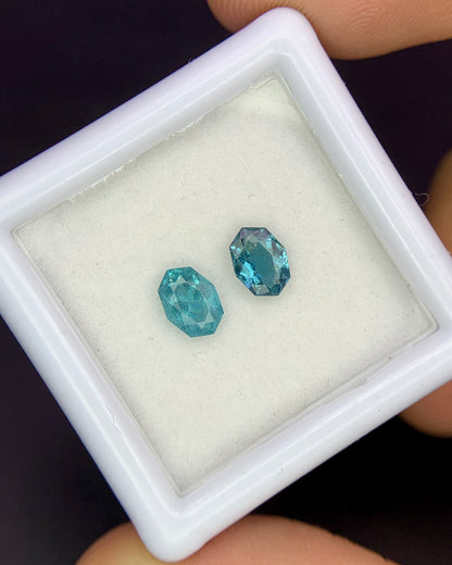 Natural Indicolite Tourmaline Lot 0.72 Carat 5.7x4.2/5.8x4.2 MM Fancy Shape Faceted Gemstone 2 Piece Lot 
