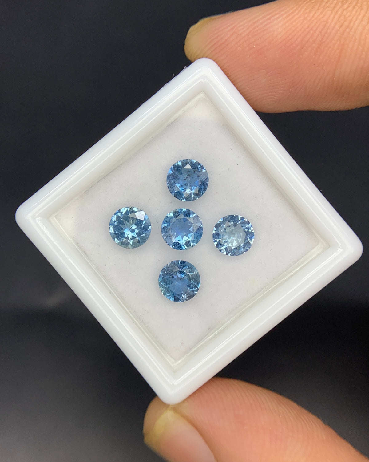 Natural Santa Maria Aquamarine Lot 1.85 Carat 5x5 Round Shape Faceted Gemstone 5 Piece Lot