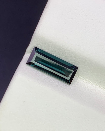 Natural Indicolite Tourmaline 1.29 Carat 10.5x4.2 MM Baguette Shape Faceted Gemstone 