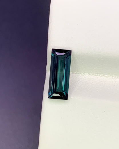Natural Indicolite Tourmaline 1.29 Carat 10.5x4.2 MM Baguette Shape Faceted Gemstone 