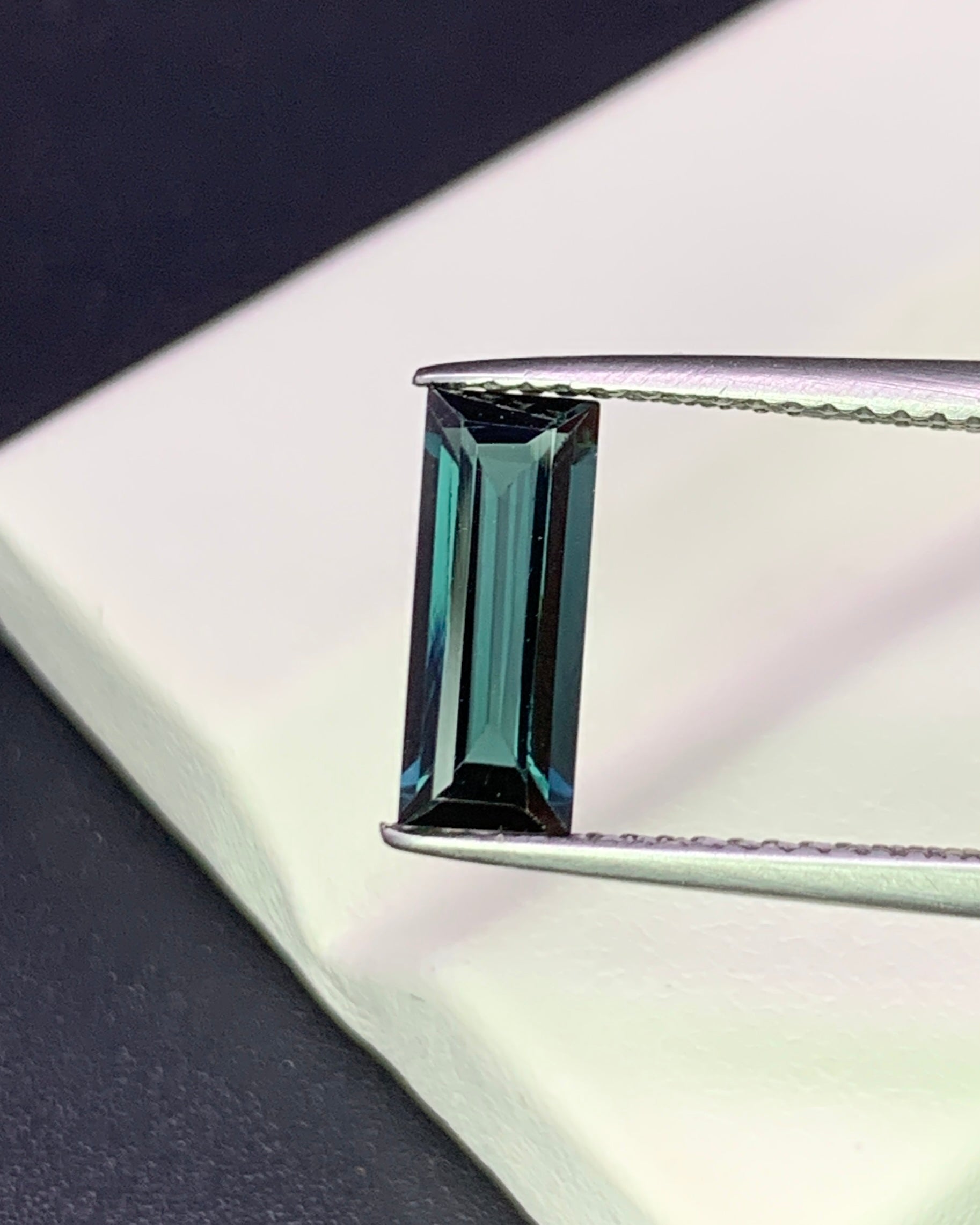 Natural Indicolite Tourmaline 1.29 Carat 10.5x4.2 MM Baguette Shape Faceted Gemstone 