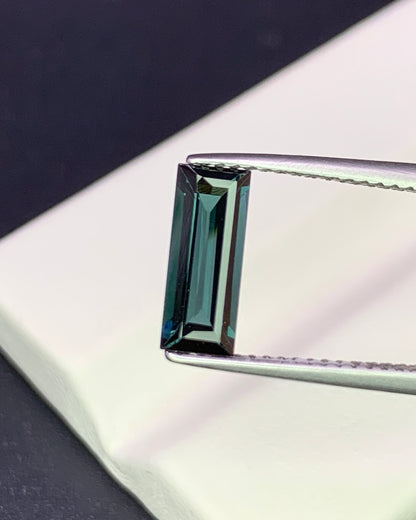 Natural Indicolite Tourmaline 1.29 Carat 10.5x4.2 MM Baguette Shape Faceted Gemstone 