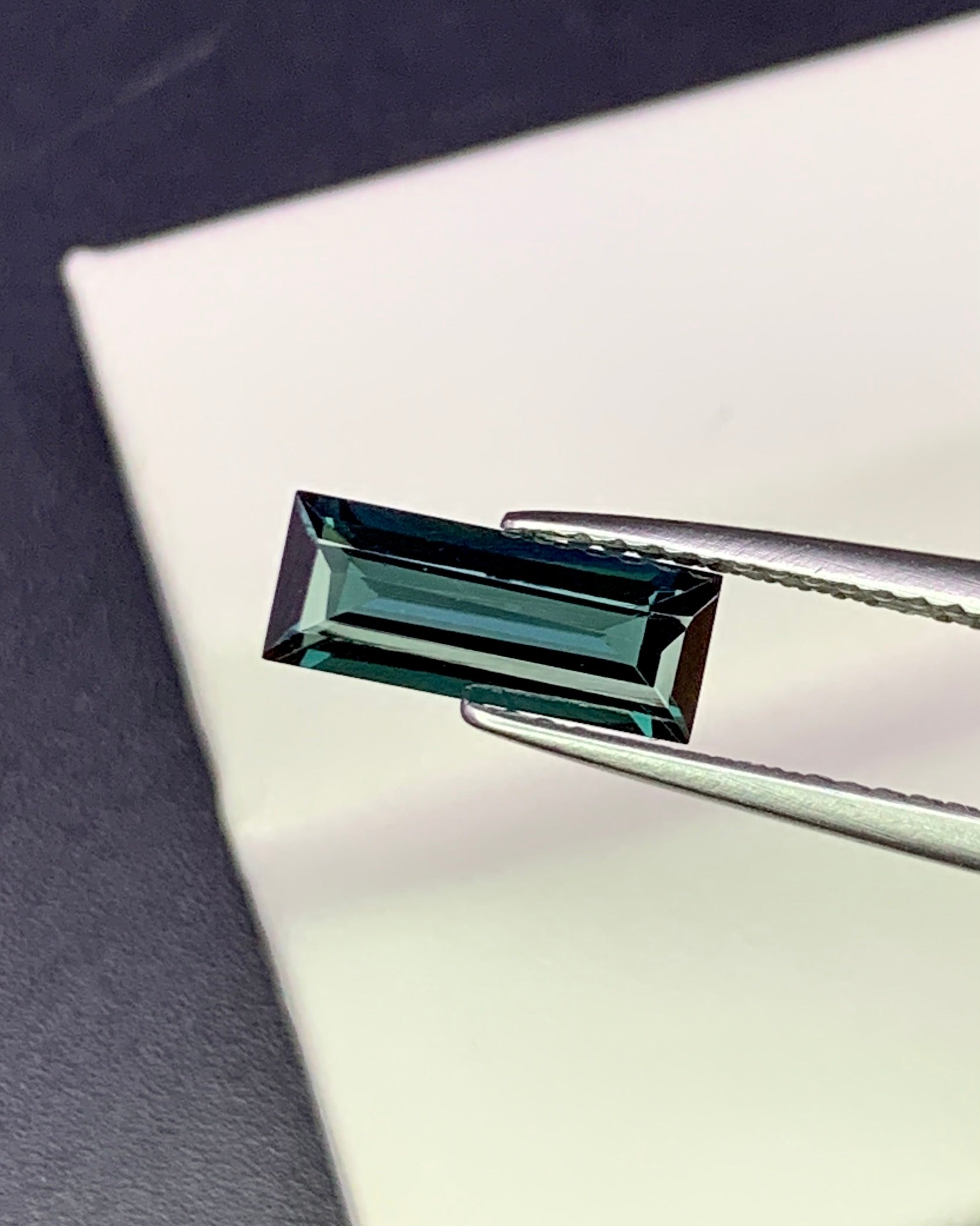 Natural Indicolite Tourmaline 1.29 Carat 10.5x4.2 MM Baguette Shape Faceted Gemstone 