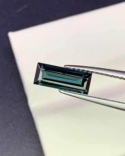 Natural Indicolite Tourmaline 1.29 Carat 10.5x4.2 MM Baguette Shape Faceted Gemstone 