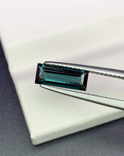 Natural Indicolite Tourmaline 1.29 Carat 10.5x4.2 MM Baguette Shape Faceted Gemstone 
