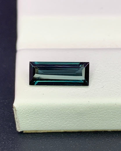Natural Indicolite Tourmaline 1.29 Carat 10.5x4.2 MM Baguette Shape Faceted Gemstone 