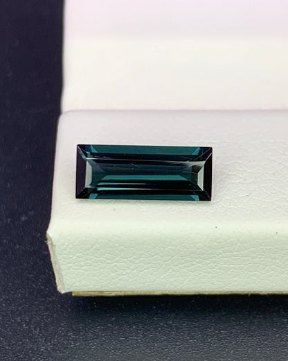 Natural Indicolite Tourmaline 1.29 Carat 10.5x4.2 MM Baguette Shape Faceted Gemstone 