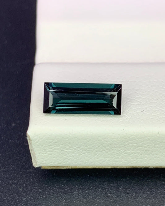 Natural Indicolite Tourmaline 1.29 Carat 10.5x4.2 MM Baguette Shape Faceted Gemstone 