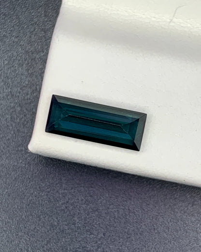 Natural Indicolite Tourmaline 1.29 Carat 10.5x4.2 MM Baguette Shape Faceted Gemstone 