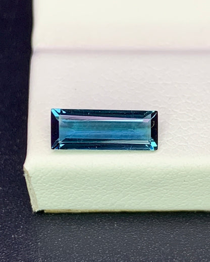 Natural Indicolite Tourmaline 0.82 Carat 9.5x3.5 MM Baguette Shape Faceted Gemstone 