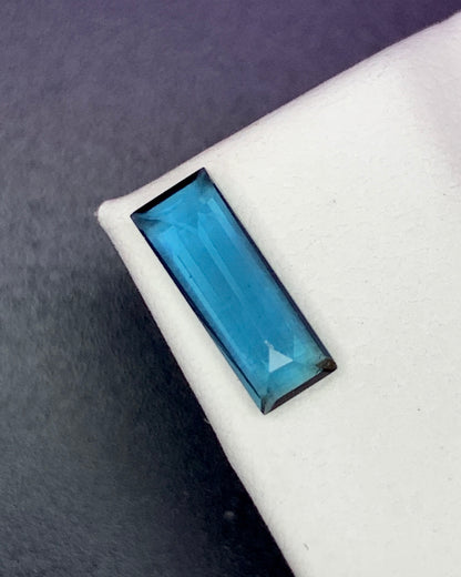 Natural Indicolite Tourmaline 0.82 Carat 9.5x3.5 MM Baguette Shape Faceted Gemstone 