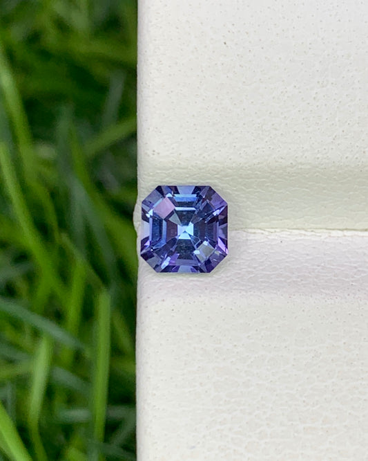 Natural Bi Color Tanzanite 0.62 Carat 5x5 MM Asscher Cut Faceted Gemstone