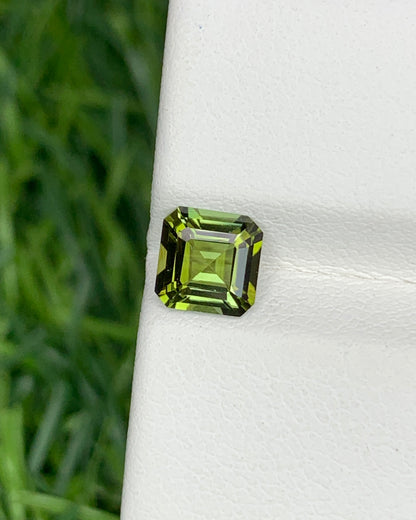 Natural Green Tourmaline 0.88 Carat 6x6 MM Ascher Cut Faceted Gemstone
