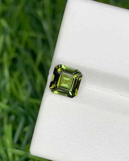 Natural Green Tourmaline 0.88 Carat 6x6 MM Ascher Cut Faceted Gemstone