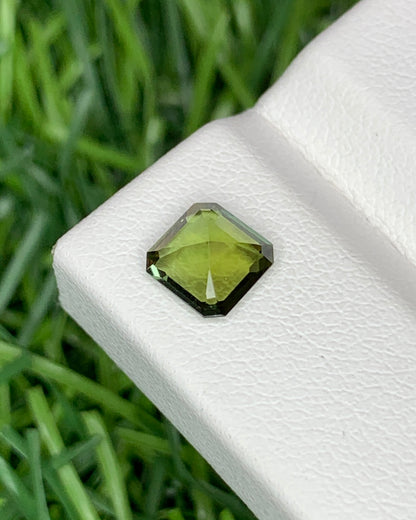 Natural Green Tourmaline 0.88 Carat 6x6 MM Ascher Cut Faceted Gemstone
