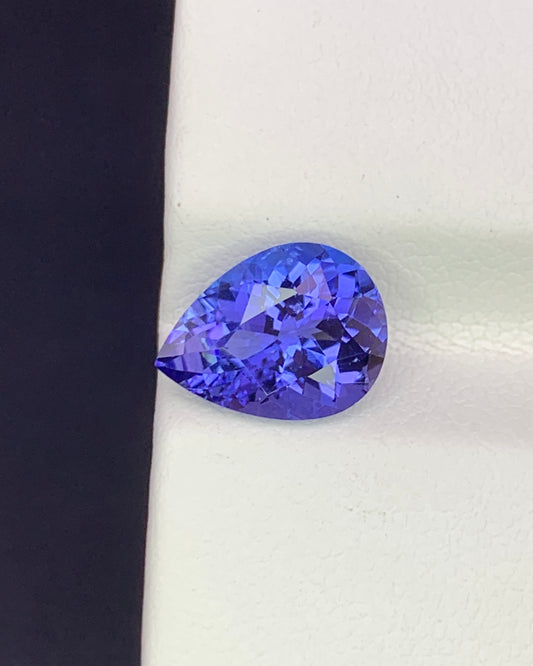 Natural Blue Tanzanite 2.44 Carat 10.1x7.6 MM Pear Shape Faceted Gemstone 