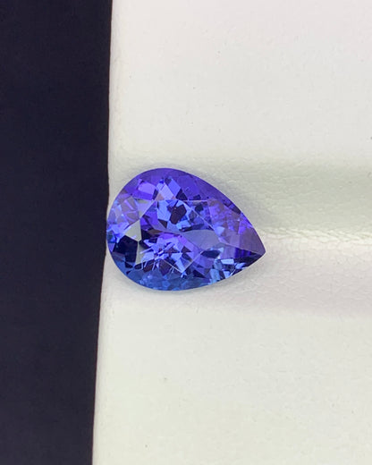 Natural Blue Tanzanite 2.44 Carat 10.1x7.6 MM Pear Shape Faceted Gemstone 