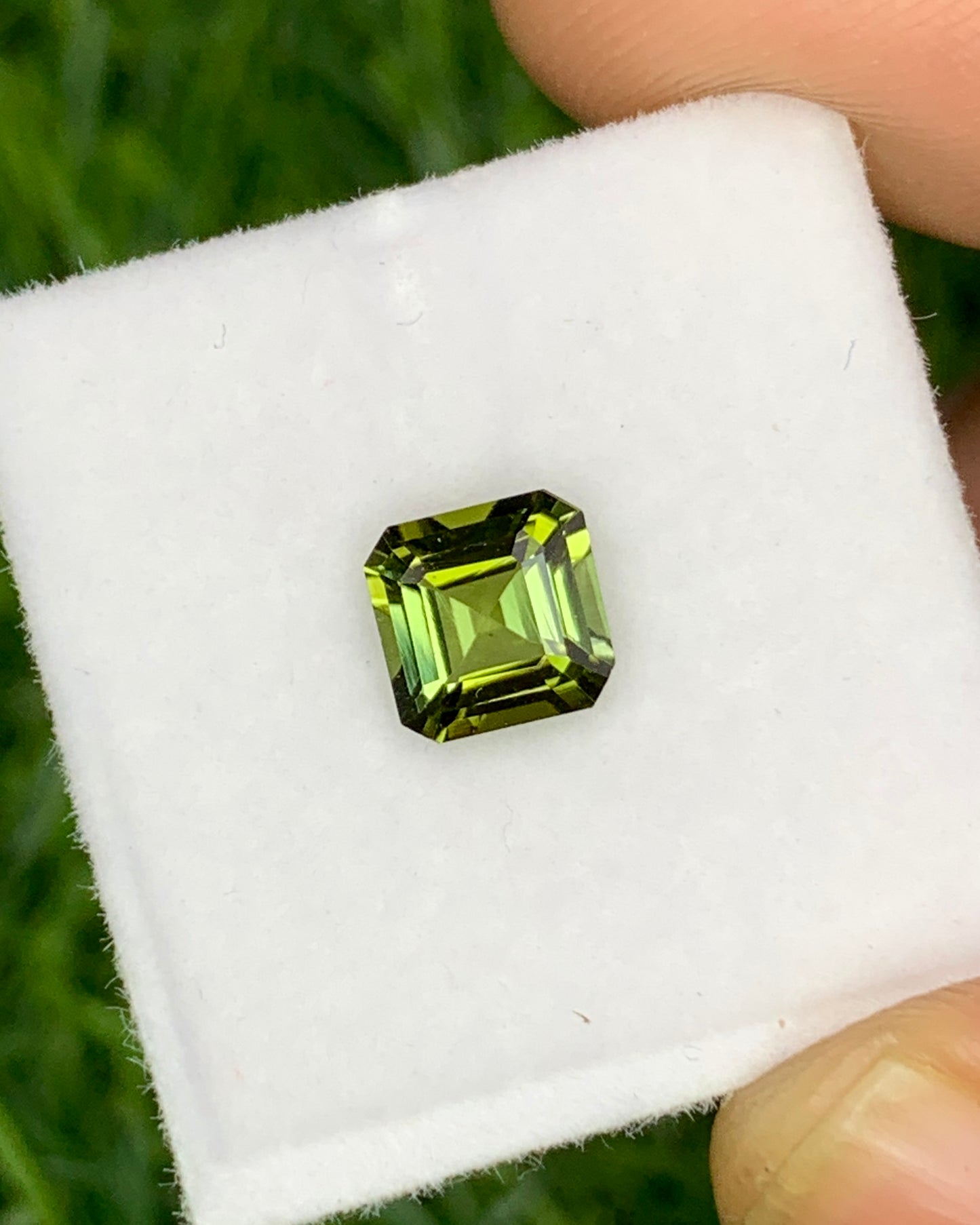 Natural Green Tourmaline 0.88 Carat 6x6 MM Ascher Cut Faceted Gemstone