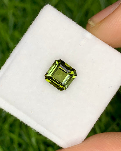 Natural Green Tourmaline 0.88 Carat 6x6 MM Ascher Cut Faceted Gemstone